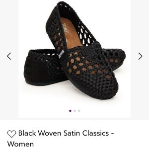 TOMS Black Woven Satin Classics Shoes